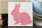 Cách làm tranh thêu thỏ hồng đơn giản, đáng yêu