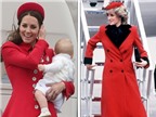 Kate mặc măngtô đỏ y phong cách của Công nương Diana