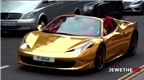 Lóa mắt với siêu xe Ferrari 458 Spider mạ crôm vàng